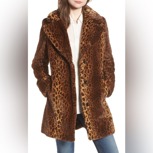 Kensie Jackets & Blazers - Kensie Leopard-Print Faux-Fur Coat